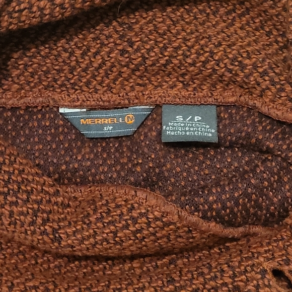Merrell Orange Asymmetrical Button-up Turtleneck Longsleeve Sweater, Size S - Picture 6 of 10